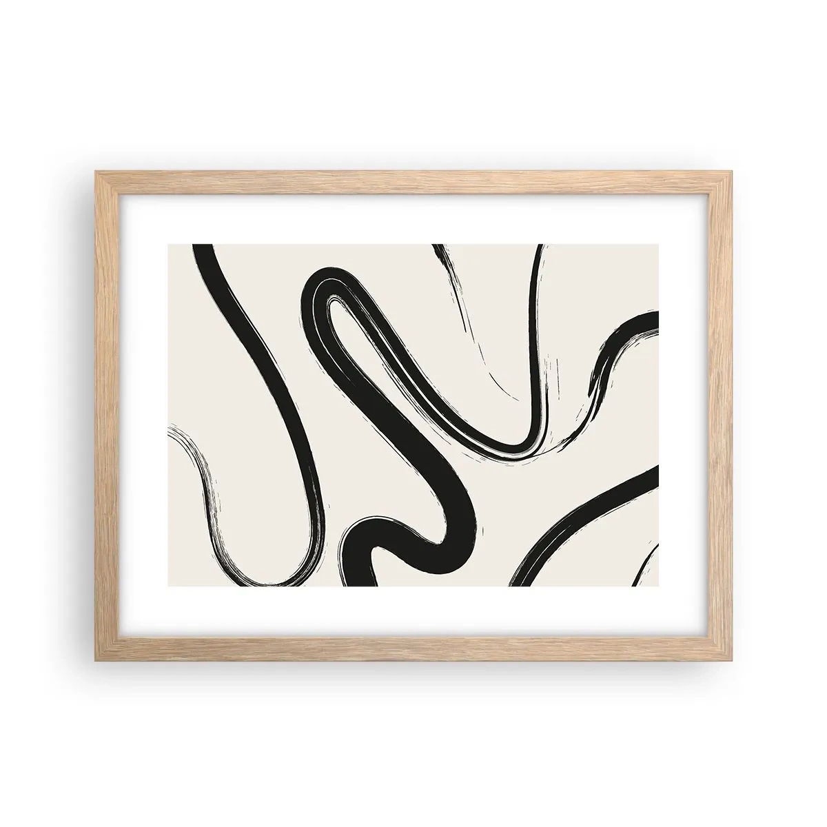 Poster in einem Rahmen aus heller Eiche - Schwarz-Weiß-Laune - 40x30 cm