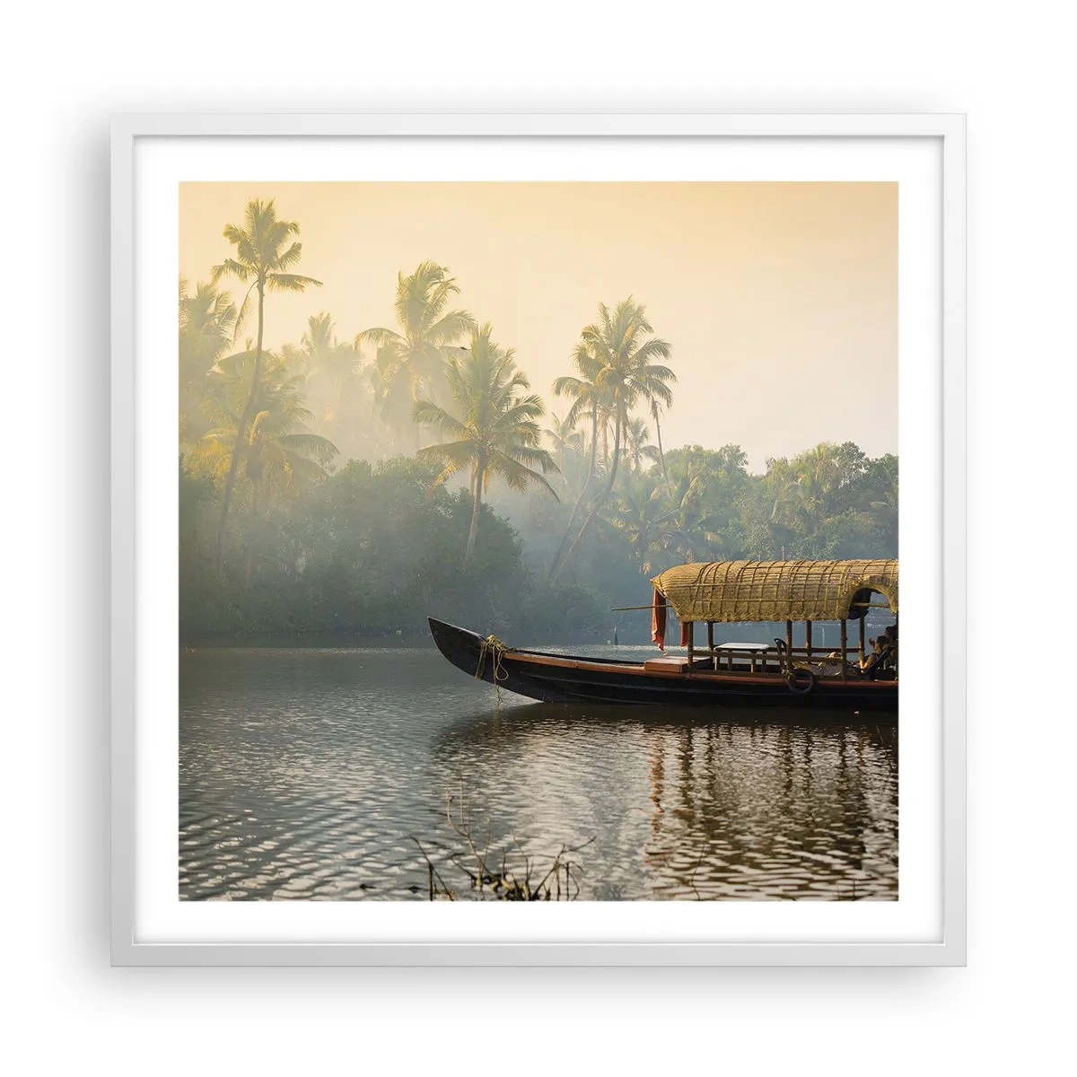 Poster in einem weißen Rahmen - Haus am Fluss - 60x60 cm