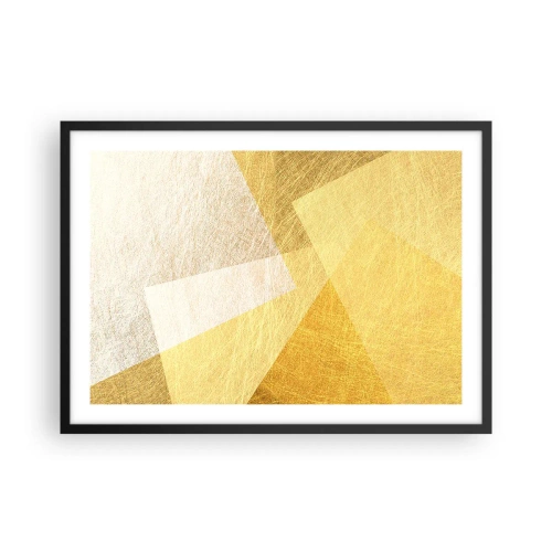 Poster in einem schwarzem Rahmen - Geometrische Formen in Gold und hellen Farbtönen - 70x50cm - Geometriewetter - Moderne Wanddekoration für Wohnzimmer und Schlafzimmer ARTTOR