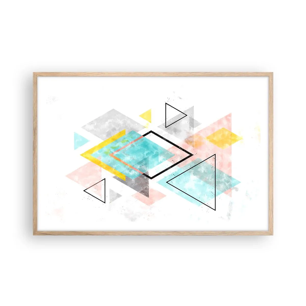 Poster in einem Rahmen aus heller Eiche - Geometrisches Spiel - 91x61 cm