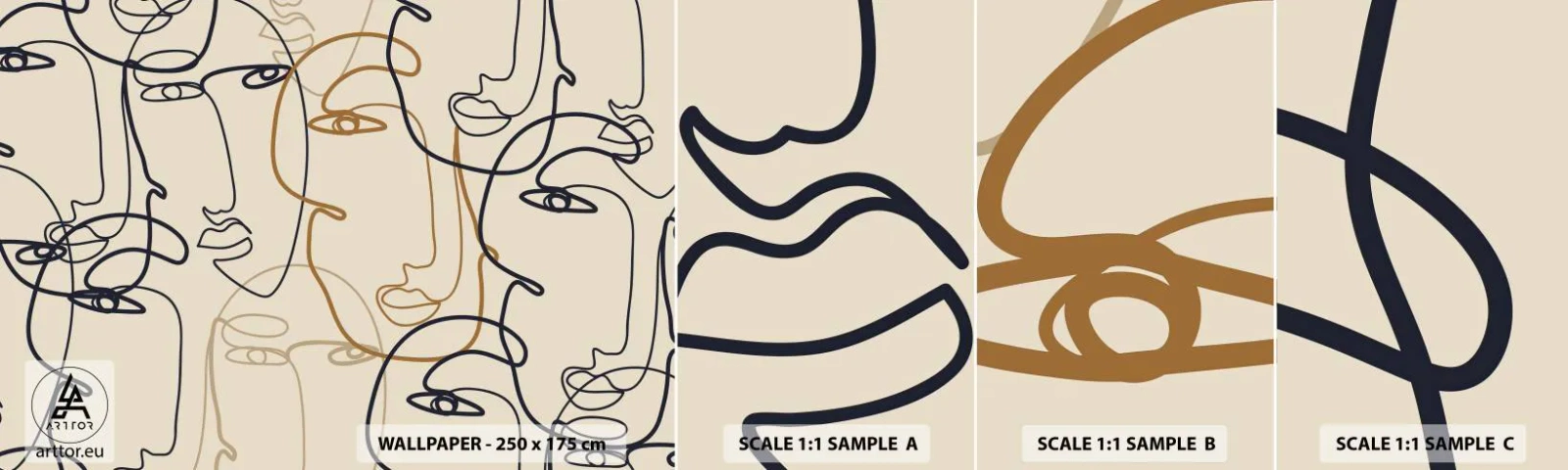 Fototapeten Muster Selbstklebend Deluxe Sticker - Das Porträt wird multipliziert - Abstraktion, Gesicht, Grafik - 100x30 cm