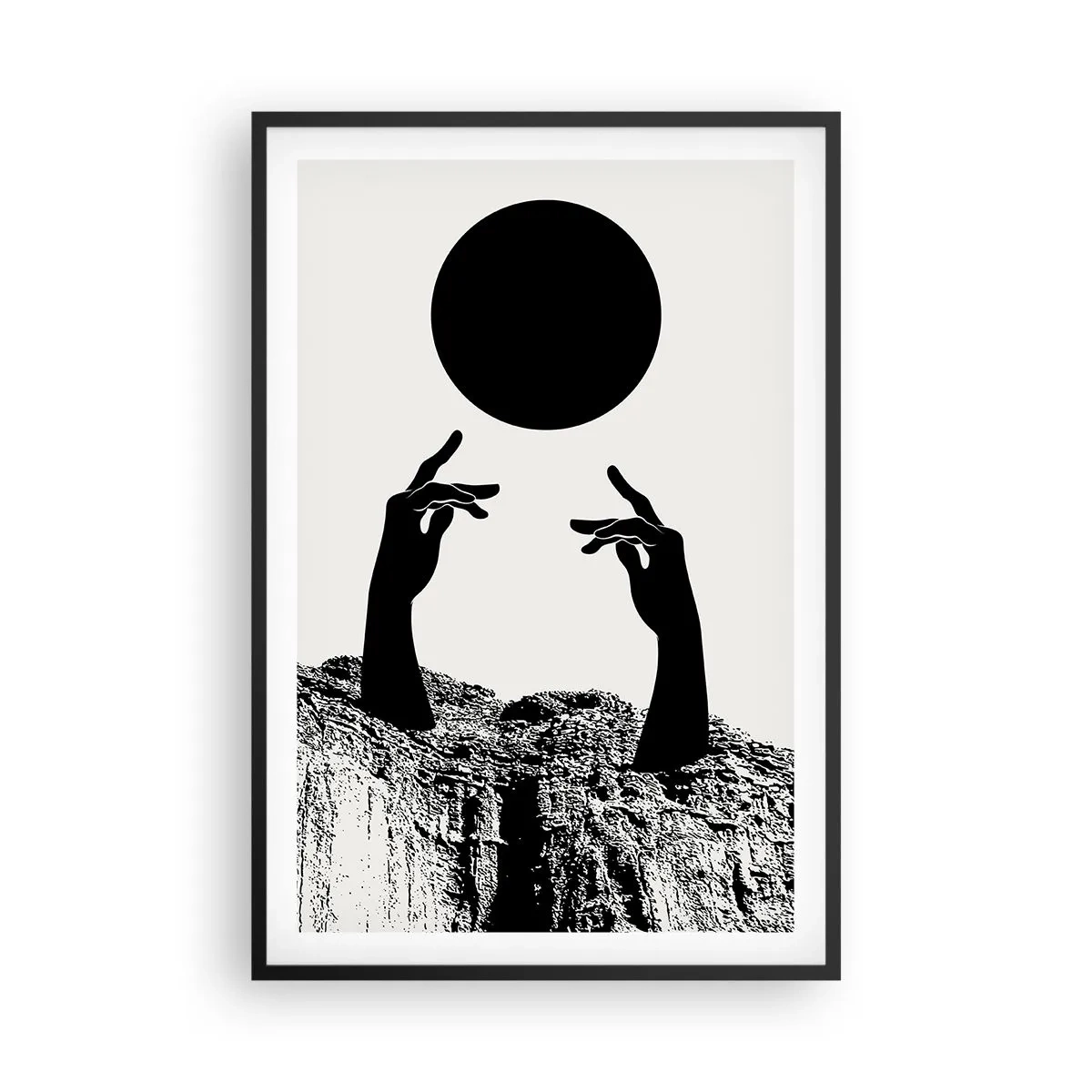 Poster in einem schwarzem Rahmen - Surrealistische Komposition: die Sonne und der Rest - 61x91 cm