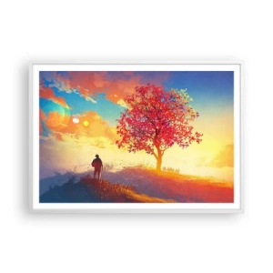 Poster in einem weißen Rahmen - Pilger am Ziel - 100x70 cm