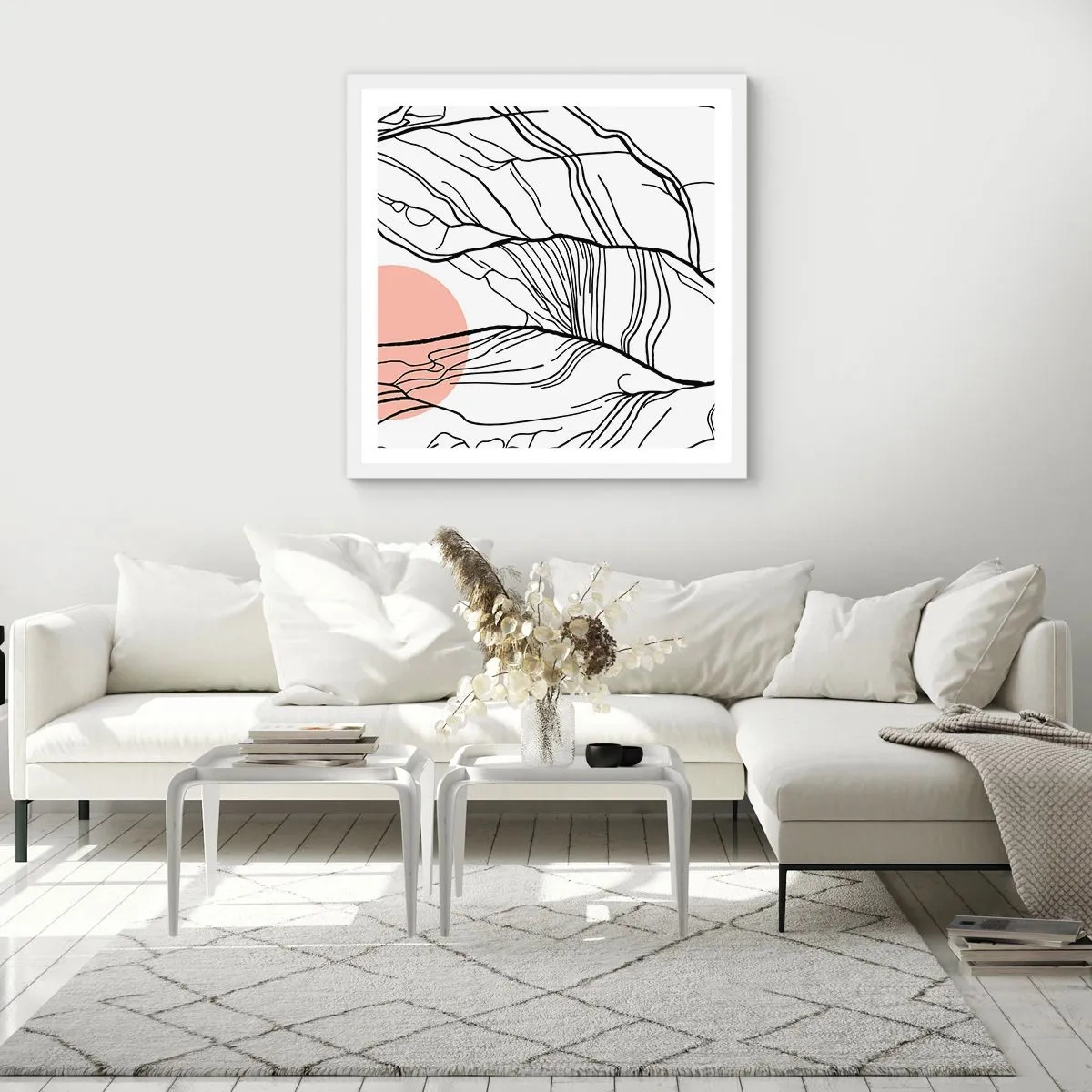 Poster in einem weißen Rahmen - In einem Netz aus Zweigen - 30x30 cm