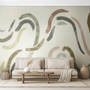 Fototapete Premium Sand - Fröhlicher Tanz der Abstraktion - Pastell, Minimalistisch, Hell - 350x256 cm