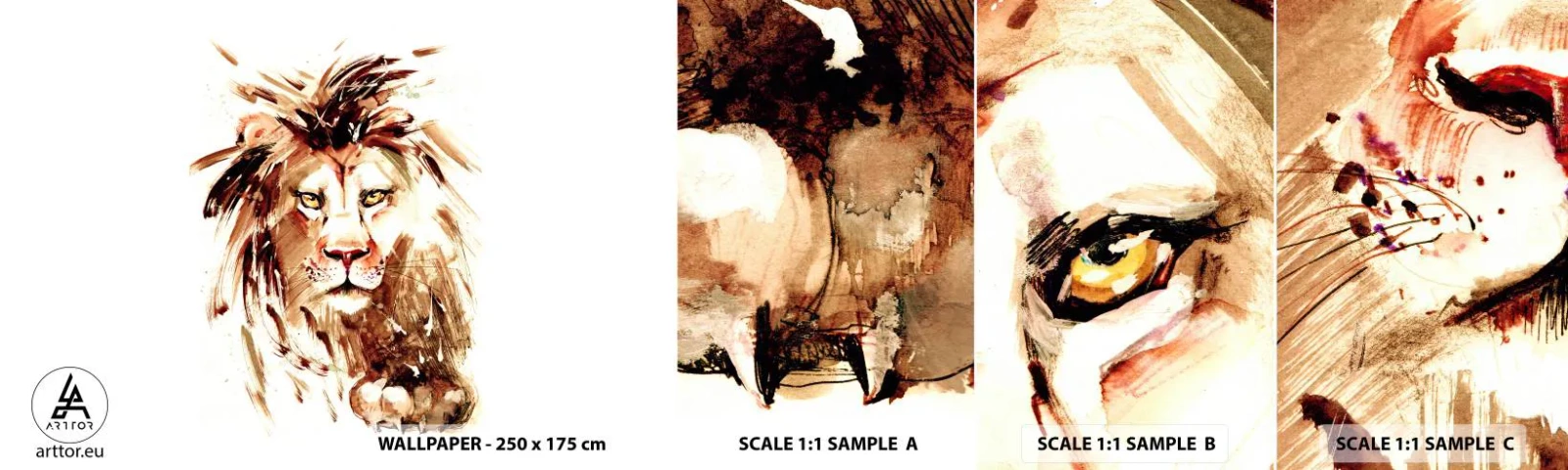 Fototapetenmuster Standard Eco - Stärke und Würde - Tiere, Löwe, Abstraktion - 100x30 cm