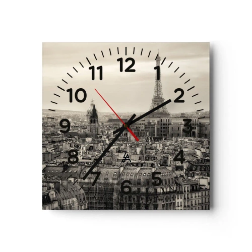 Wanduhr - Glasuhr - Über den Dächern von Paris - 30x30 cm
