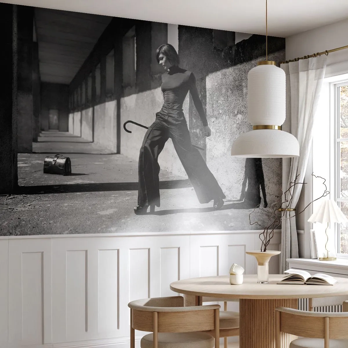 Fototapete Premium Sand - Schwarz-weiße Eleganz - 100x70cm - Urbane Eleganz - Moderne Wanddekoration für Wohnzimmer und Schlafzimmer ARTTOR