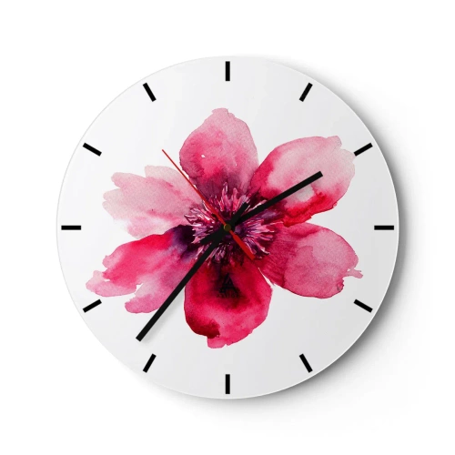 Wanduhr - Glasuhr - Ein nach Karmin duftender Kuss - 40x40 cm