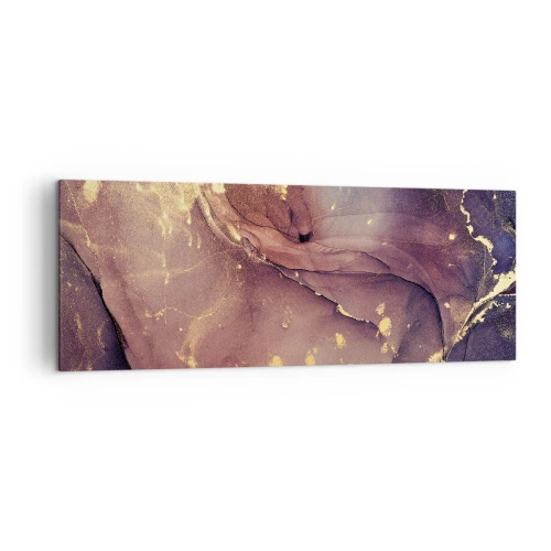 Bild auf Leinwand - Leinwandbild - Abstrakte Komposition mit Gold- und Lilatönen - 140x50cm - Materie und Geist - Moderne Wanddekoration für Wohnzimmer und Schlafzimmer ARTTOR