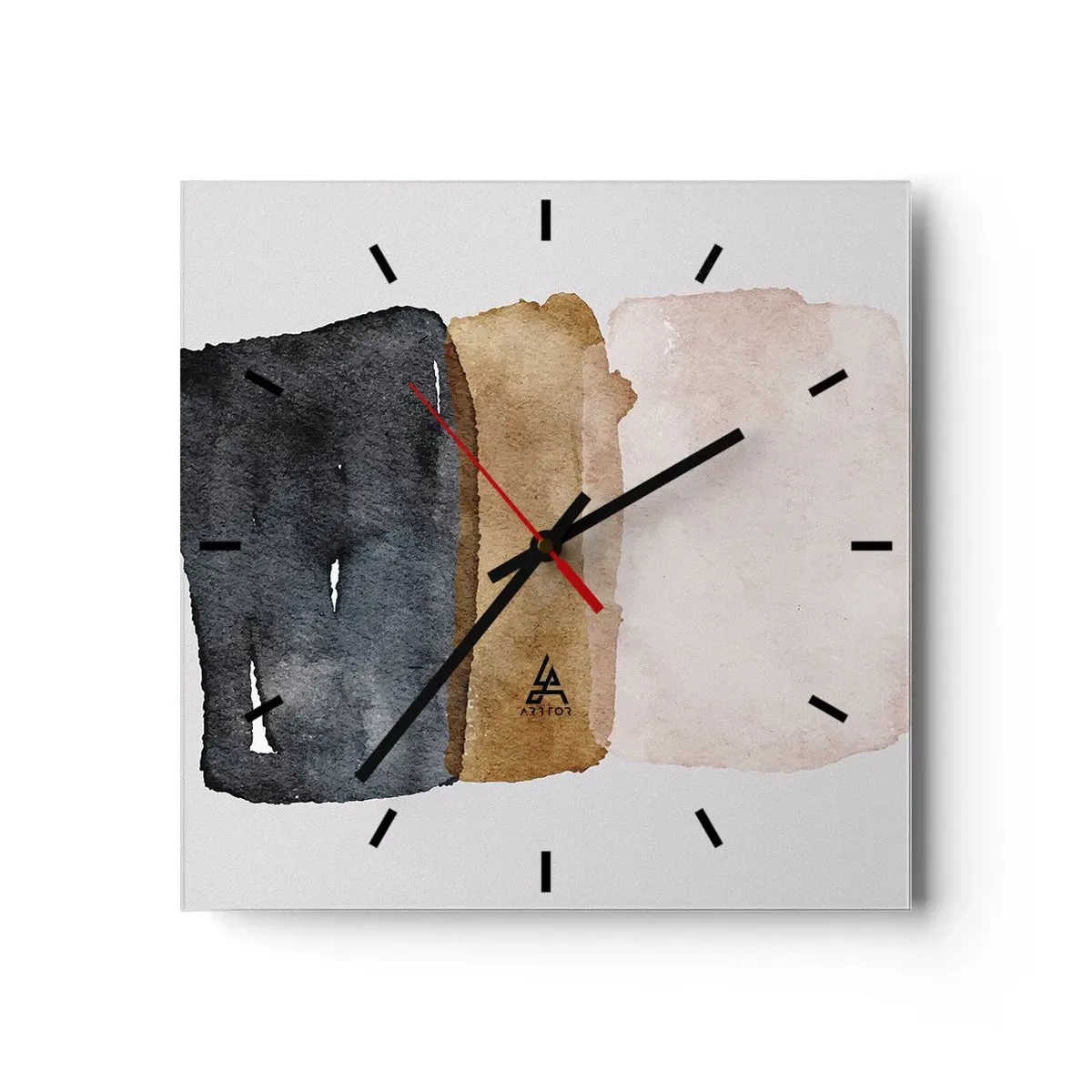 Wanduhr - Glasuhr - Eine minimalistische Komposition aus drei Rechtecken in Erdtönen. - 30x30cm - Die Komposition der Farben der Erde - Moderne Wanddekoration für Wohnzimmer und Schlafzimmer ARTTOR