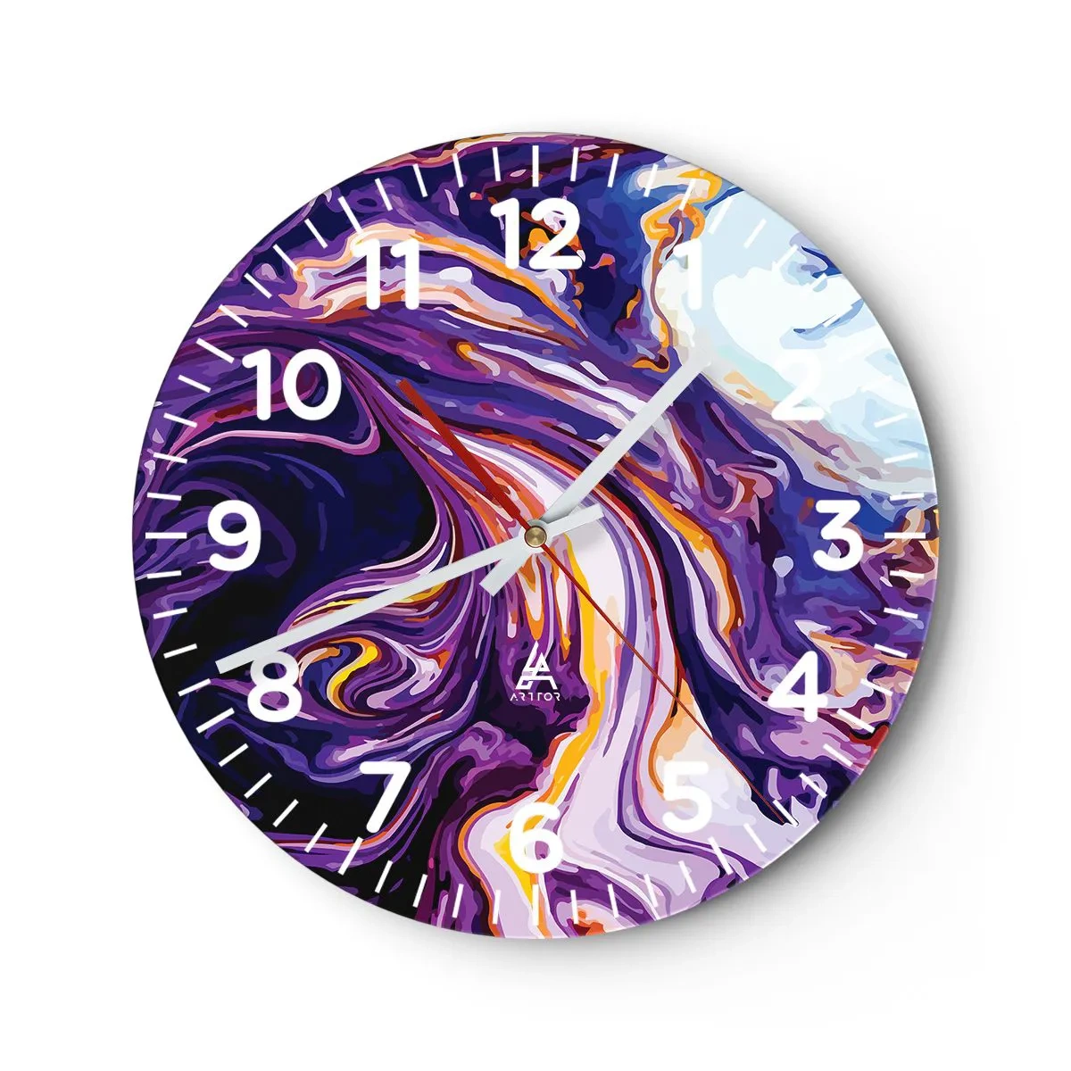 Wanduhr - Glasuhr - Die Falte ist lila geworden - 30x30 cm