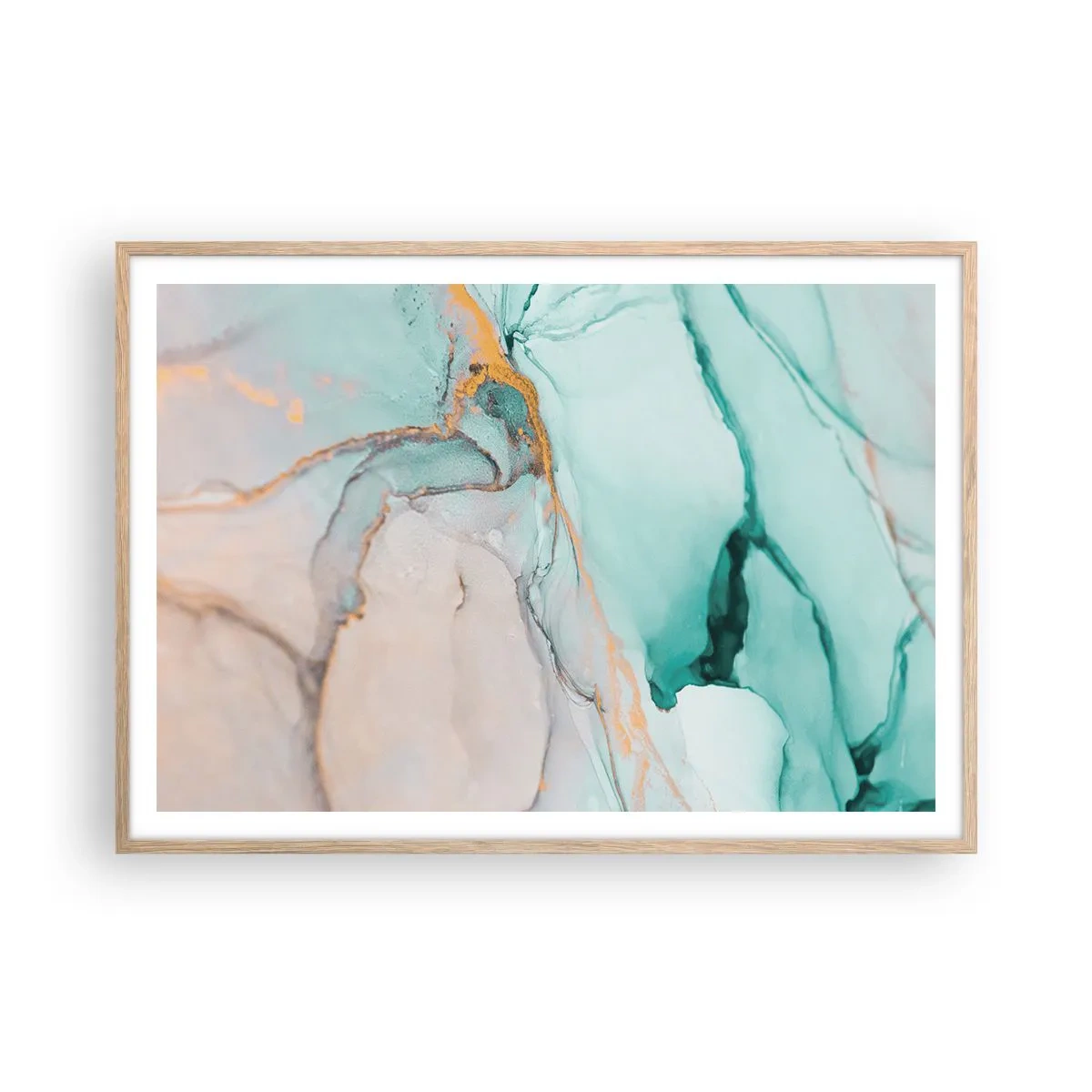 Poster in einem Rahmen aus heller Eiche - Ein Tanz der Formen und Farben - 100x70 cm