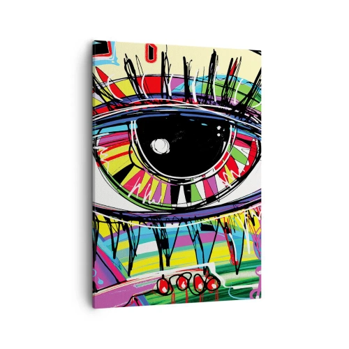Bild auf Leinwand - Leinwandbild - Buntes abstraktes Graffiti-Auge - 50x70cm - Buntes Auge - bunte Seele - Moderne Wanddekoration für Wohnzimmer und Schlafzimmer ARTTOR