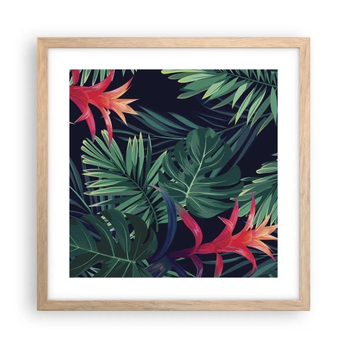 Poster in einem Rahmen aus heller Eiche - Im Grünen in Flammen gehen - 40x40 cm