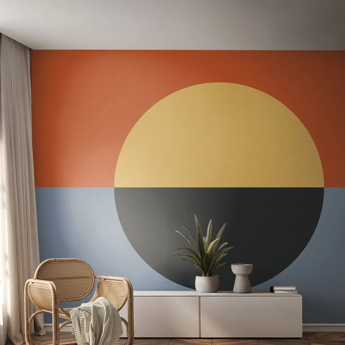 Selbstklebende Fototapete Deluxe Sticker - Eine Komposition aus Wärme und Kühle - Abstraktion, Stück, Grafik - 350x256 cm