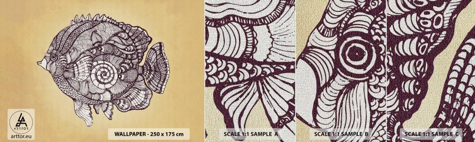 Fototapeten Muster Premium Canvas - Aus dem Ozean der Ornamente - Fisch, Ornament, Dekoration - 100x30 cm