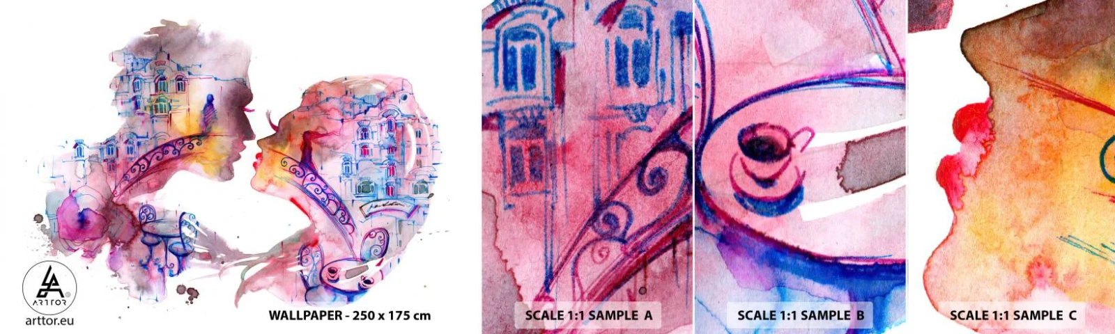 Fototapetenmuster Standard Eco - Die geheime Seufzerbrücke - Abstraktion, Verliebtes Pärchen, Die Architektur - 100x30 cm