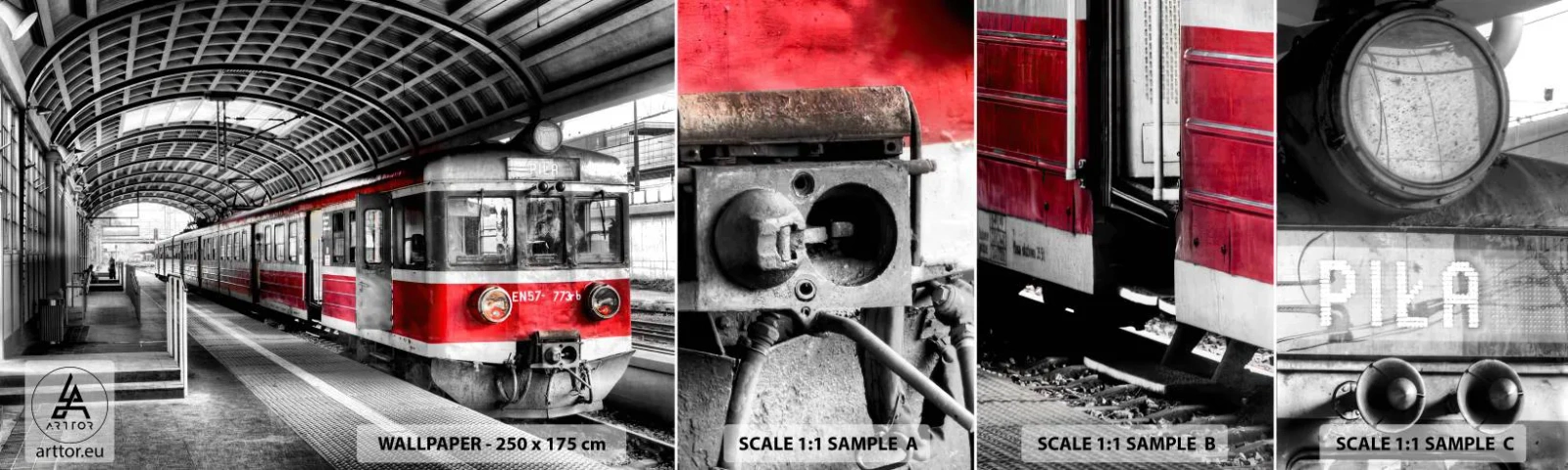 Fototapetenmuster Standard Eco - Vielleicht ist es eine Reise Ihres Lebens? - Personenzug, Bahnhof, Plattform - 100x30 cm