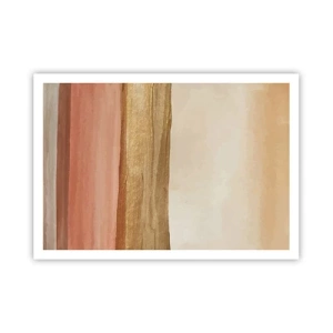 Poster - Abstrakte Streifen in Beige-, Gold- und Rosatönen auf Leinwand - 100x70cm - Vertikale Komposition - Moderne Wanddekoration für Wohnzimmer und Schlafzimmer ARTTOR