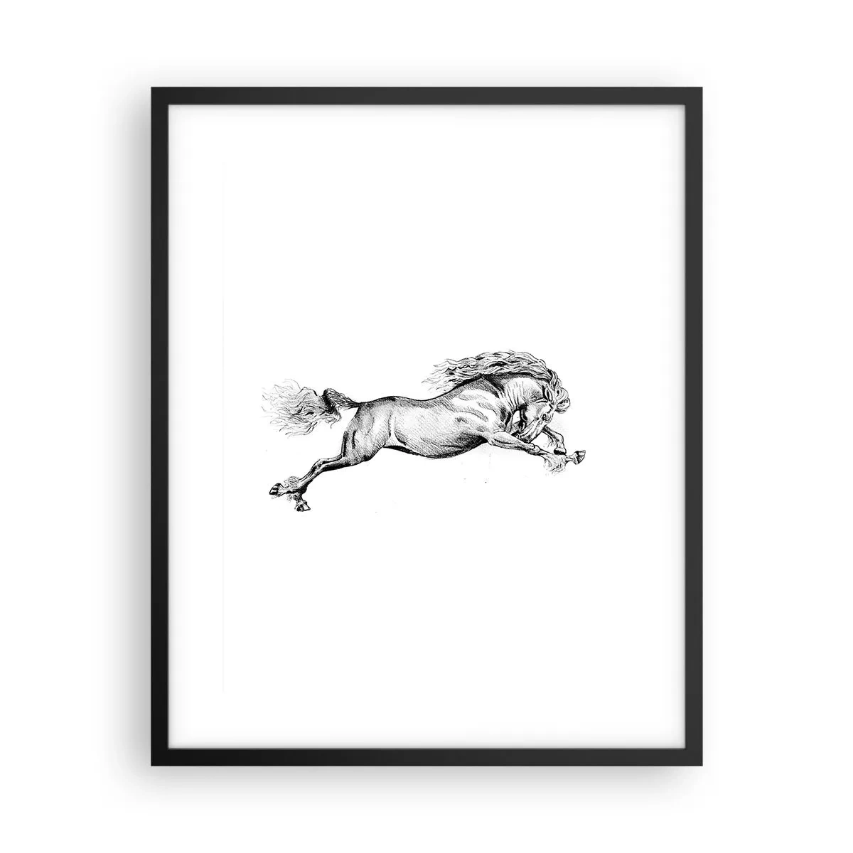Poster in einem schwarzem Rahmen - Im Galopp festgehalten - 40x50 cm