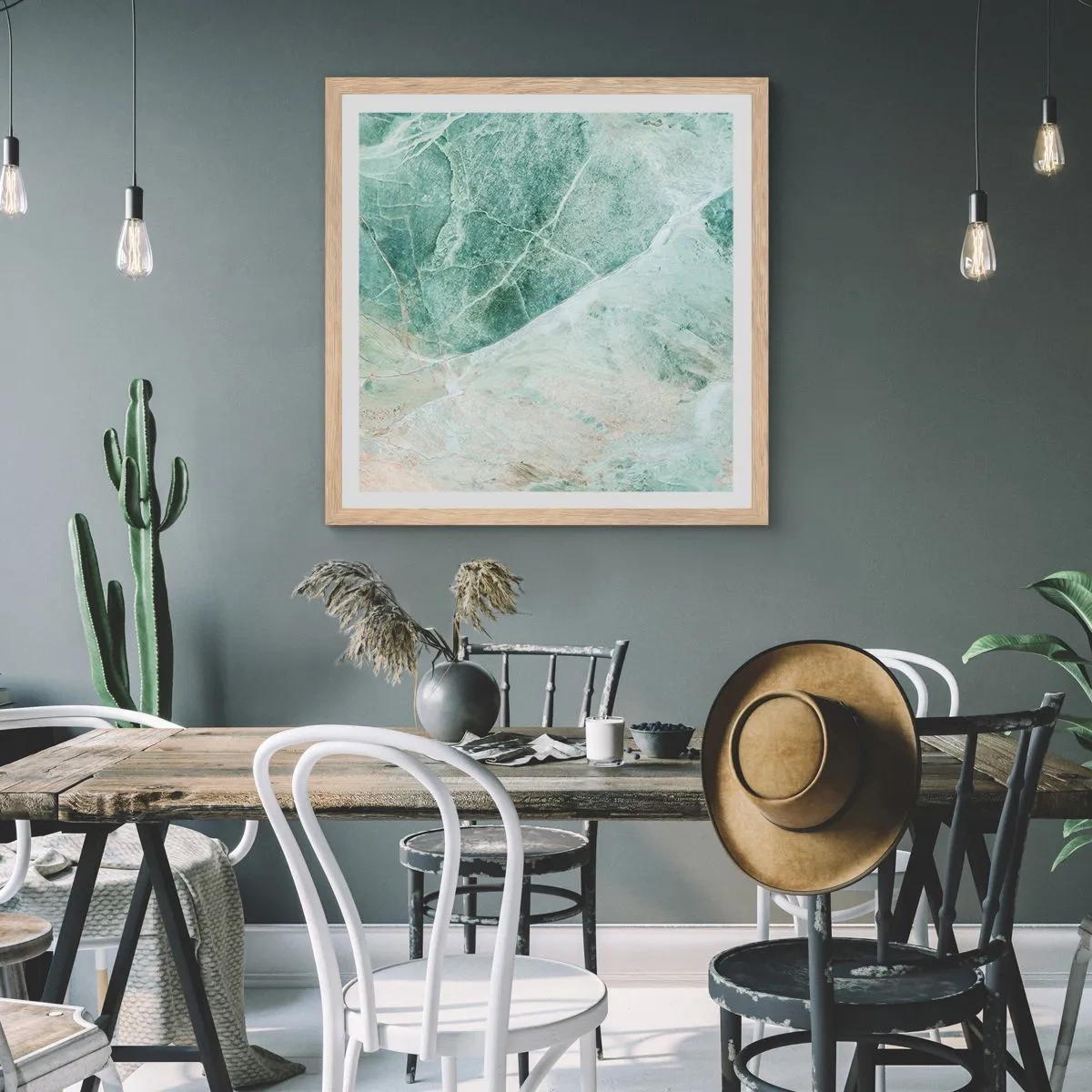 Poster in einem Rahmen aus heller Eiche - Edle Kälte des Steins - 40x40 cm