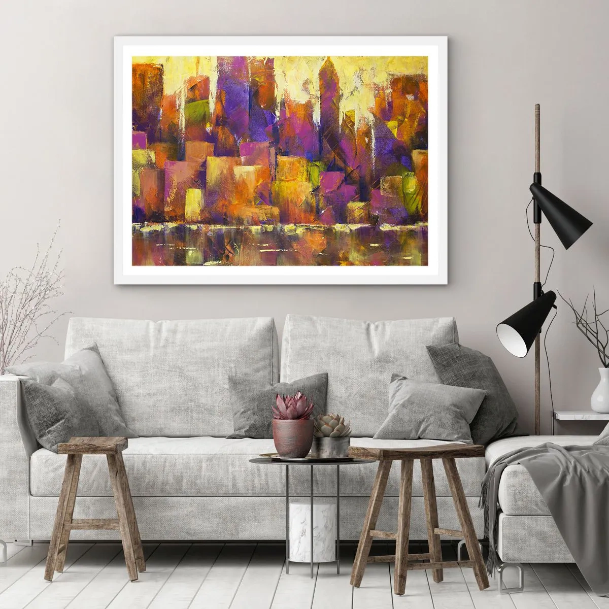 Poster in einem weißen Rahmen - Metropolitische Komposition - 70x50 cm
