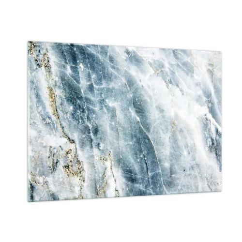 Glasbild - Bild auf glas - Abstrakte Eismarmorstruktur in Blau- und Weißtönen - 100x70cm - Eiswelt - Moderne Wanddekoration für Wohnzimmer und Schlafzimmer ARTTOR