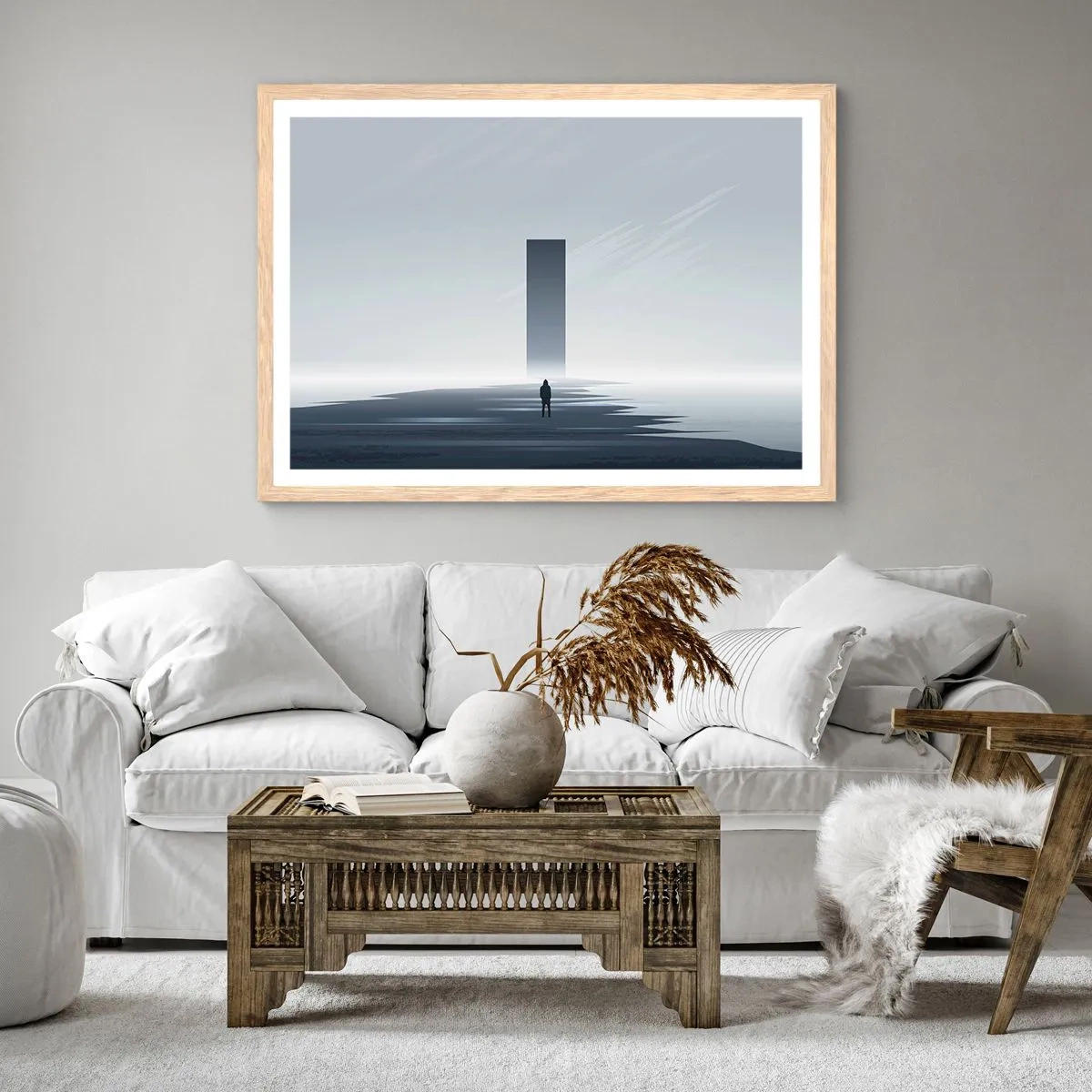 Poster in einem Rahmen aus heller Eiche - Chance oder Bedrohung? - 91x61 cm