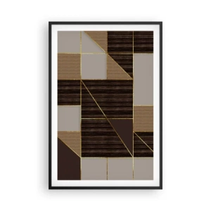 Poster in einem schwarzem Rahmen - Ein Mosaik aus Braun und Gold - 61x91 cm