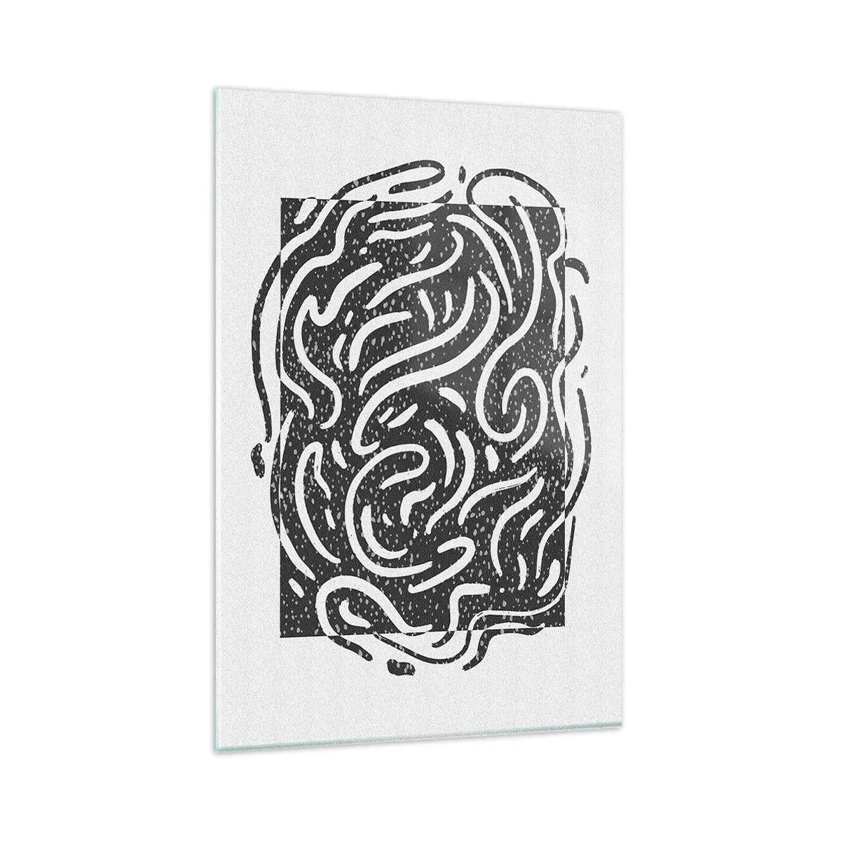 Glasbild - Bild auf glas - Schwarz-Weiß-Abstraktion im geometrischen Stil - 80x120cm - Abstraktion: Freudentanz - Moderne Wanddekoration für Wohnzimmer und Schlafzimmer ARTTOR