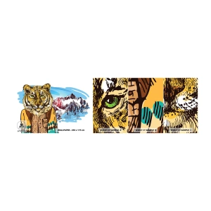 Fototapetenmuster Standard Eco - Nicht so wild, wie sie ihn zeichnen - Abstraktion, Tiger, Berge - 100x30 cm