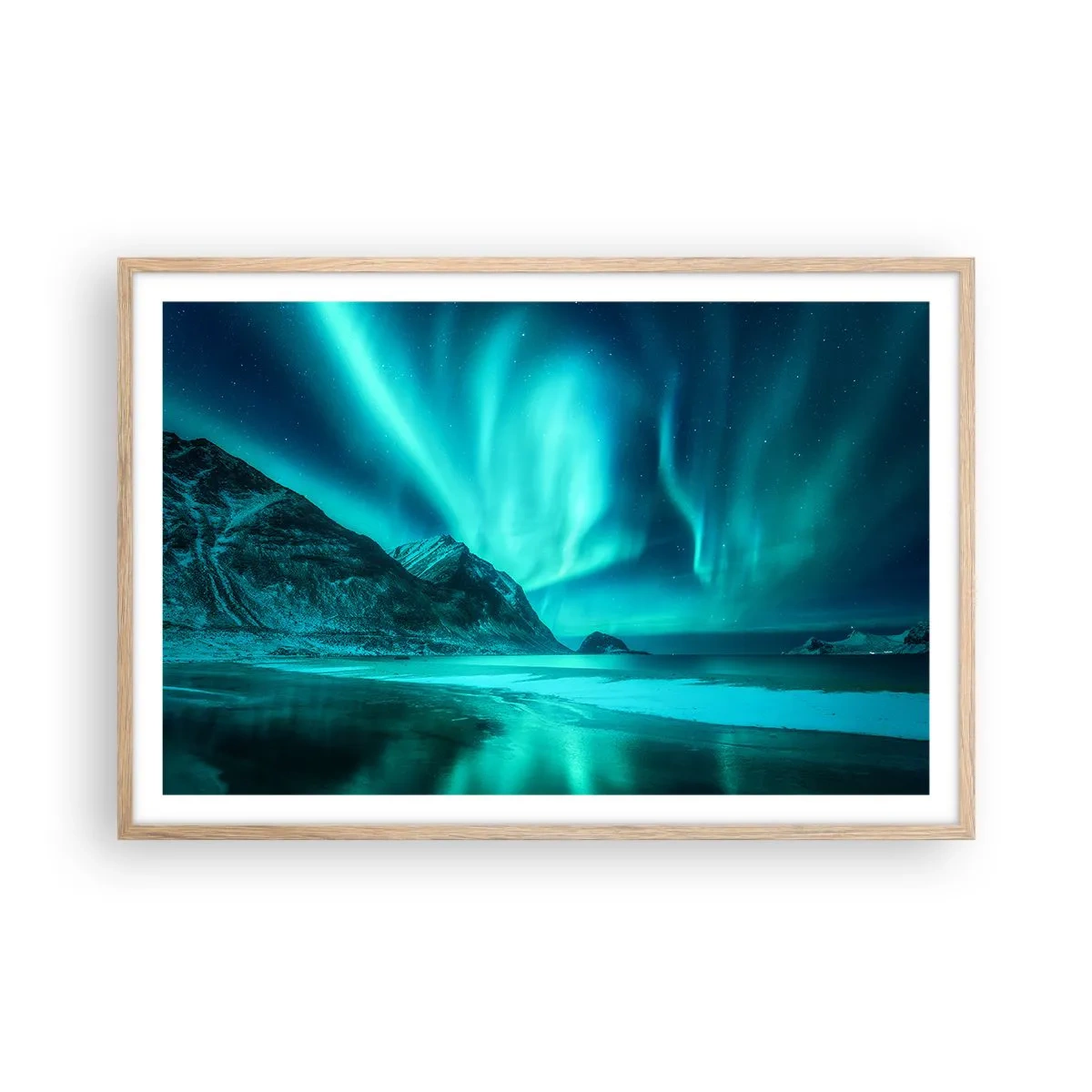 Poster in einem Rahmen aus heller Eiche - Wunder des Nordens - 91x61 cm