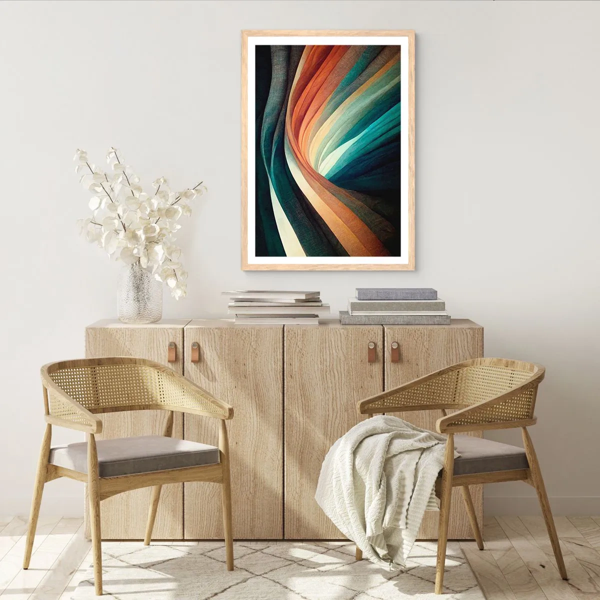 Poster in einem Rahmen aus heller Eiche - Aus Farben gewebt - 70x100 cm