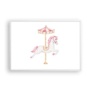 Poster in einem weißen Rahmen - Er legte los - 100x70 cm