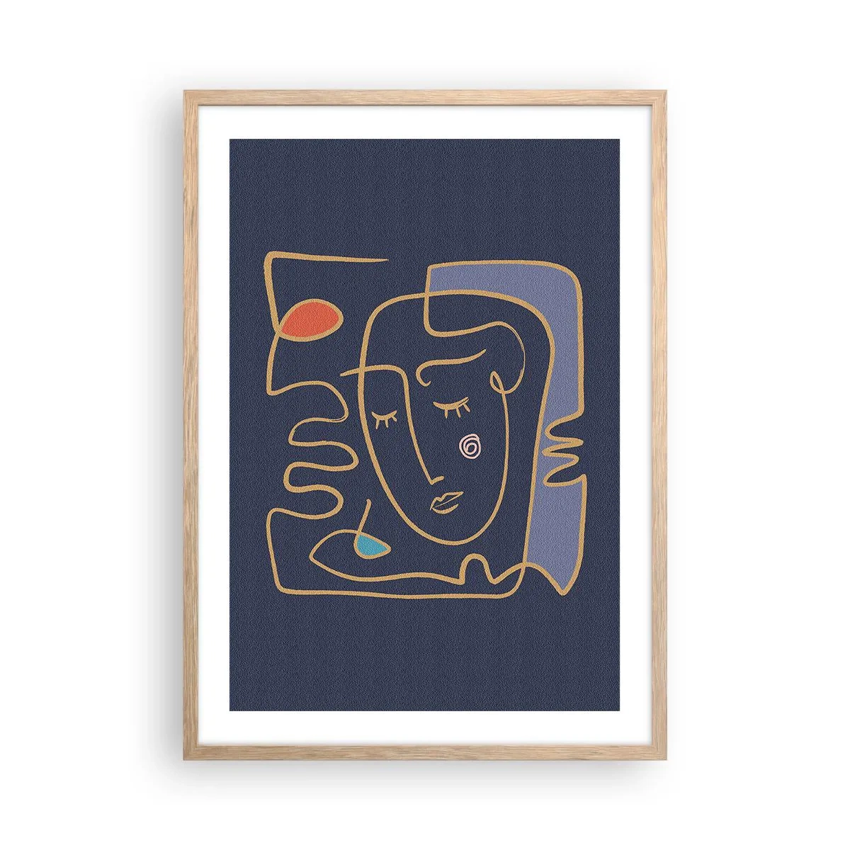 Poster in einem Rahmen aus heller Eiche - In Gedanken - 50x70 cm