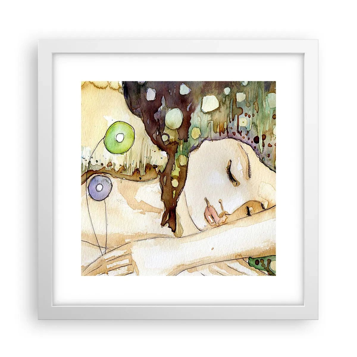 Poster in einem weißen Rahmen - Ein smaragd-violetter Traum - 30x30 cm