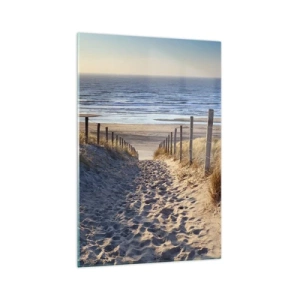 Glasbild - Bild auf glas - Weg durch die Dünen zum Strand - 70x100cm - Das Rauschen des Meeres, der Gesang der Vögel, ein wilder Strand im Gras ... - Moderne Wanddekoration für Wohnzimmer und Schlafzimmer ARTTOR