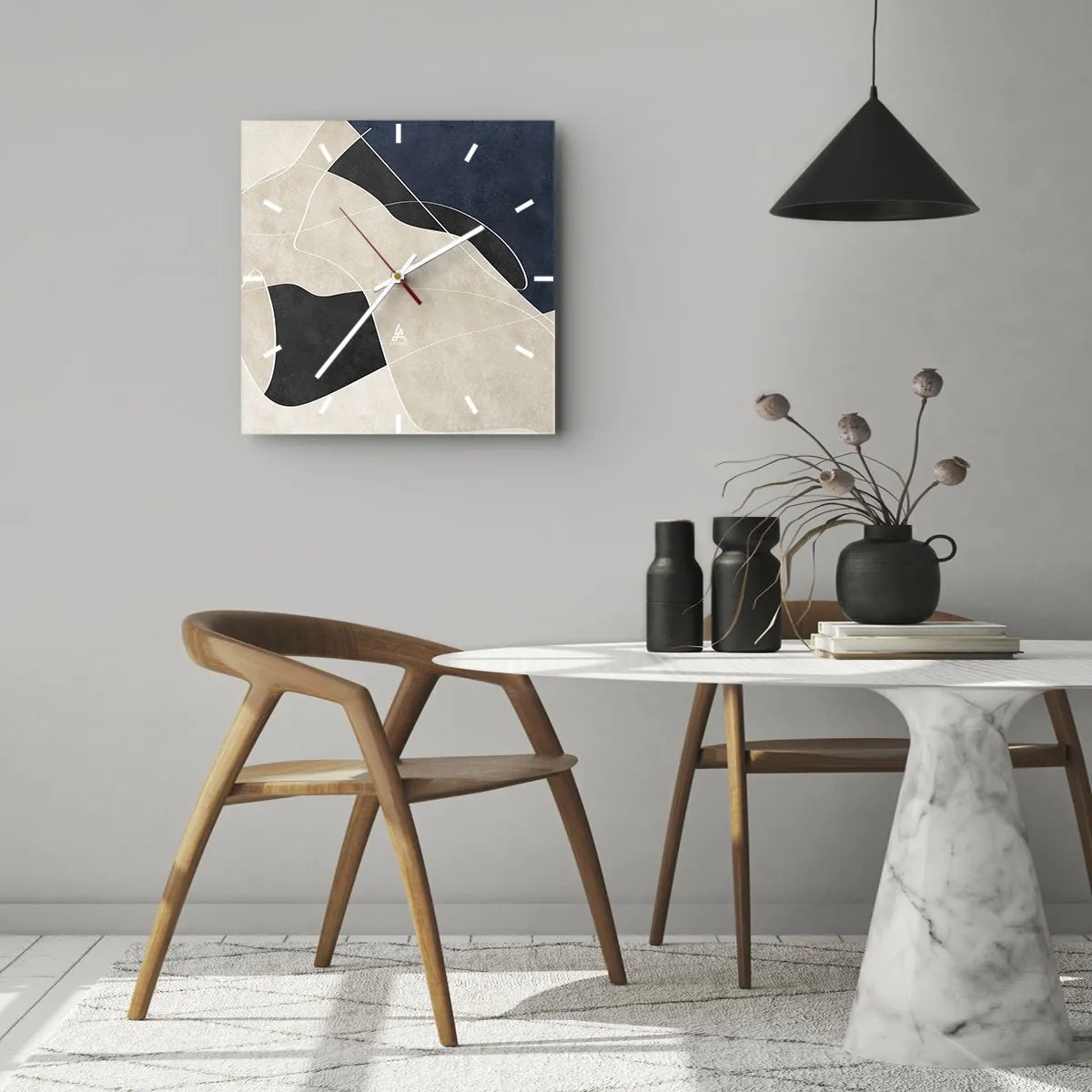 Wanduhr - Glasuhr - Abstrakte Komposition – Farbkontrast - 30x30 cm