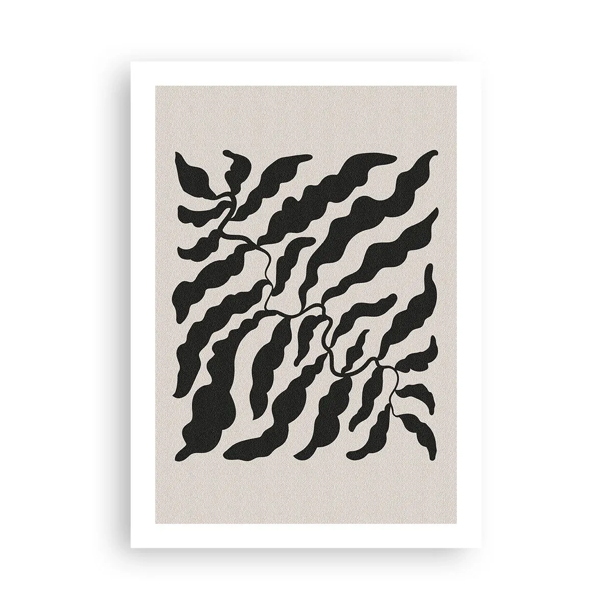 Poster - Abstrakte Pflanzenkomposition in Schwarz auf beigem Hintergrund - 50x70cm - Natur des Quadrats - Moderne Wanddekoration für Wohnzimmer und Schlafzimmer ARTTOR