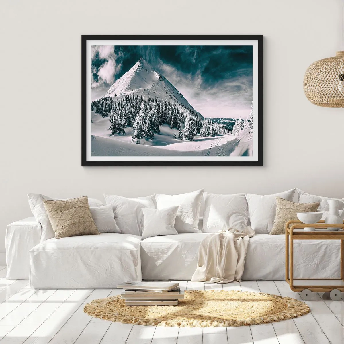 Poster in einem schwarzem Rahmen - Das Land aus Schnee und Eis - 91x61 cm