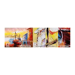 Fototapeten Muster Premium Canvas - Glückliche Rückkehr - Landschaft, Fischerhafen, Boote - 100x30 cm
