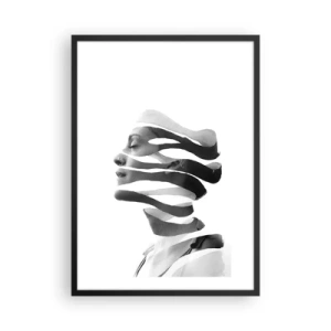 Poster in einem schwarzem Rahmen - Schwarz-Weiß-Porträt einer Frau im minimalistischen Stil - 50x70cm - Surreales Porträt - Moderne Wanddekoration für Wohnzimmer und Schlafzimmer ARTTOR