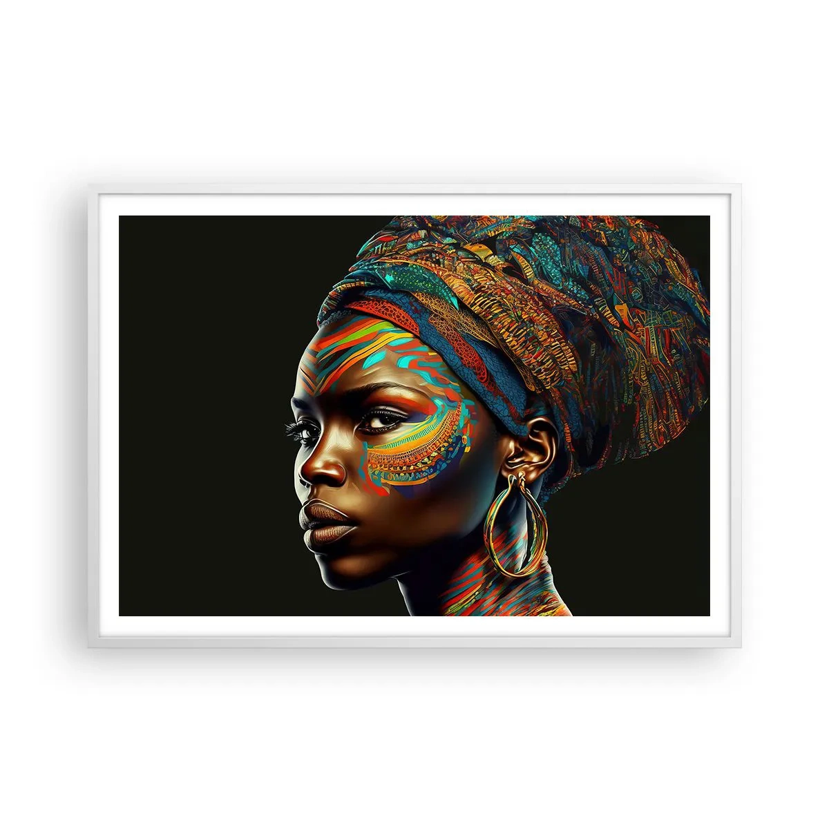 Poster in einem weißen Rahmen - Afrikanische Königin - 100x70 cm