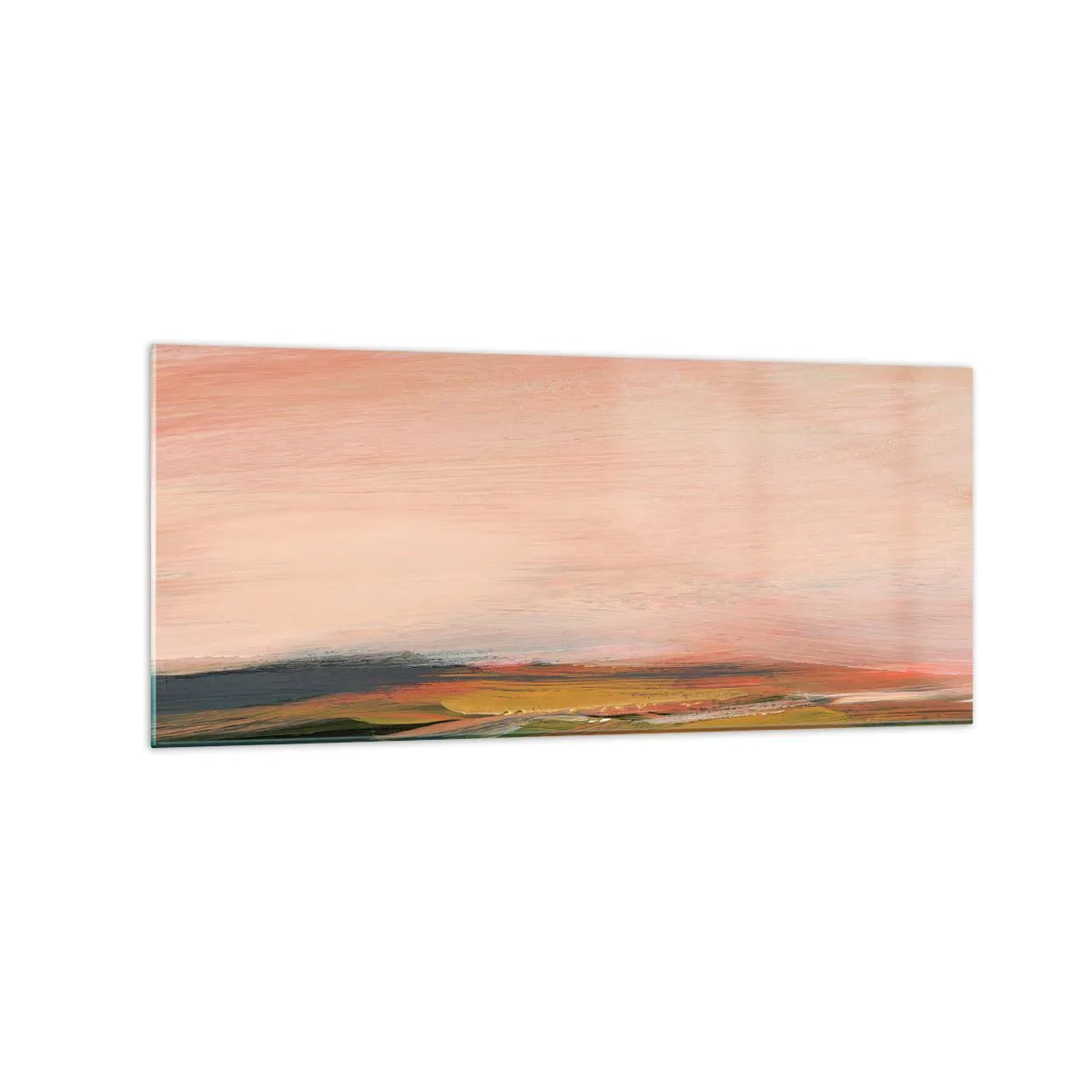 Glasbild - Bild auf glas - Eine Landschaft in Rosa- und Goldtönen - 120x50cm - In Rosatönen - Moderne Wanddekoration für Wohnzimmer und Schlafzimmer ARTTOR