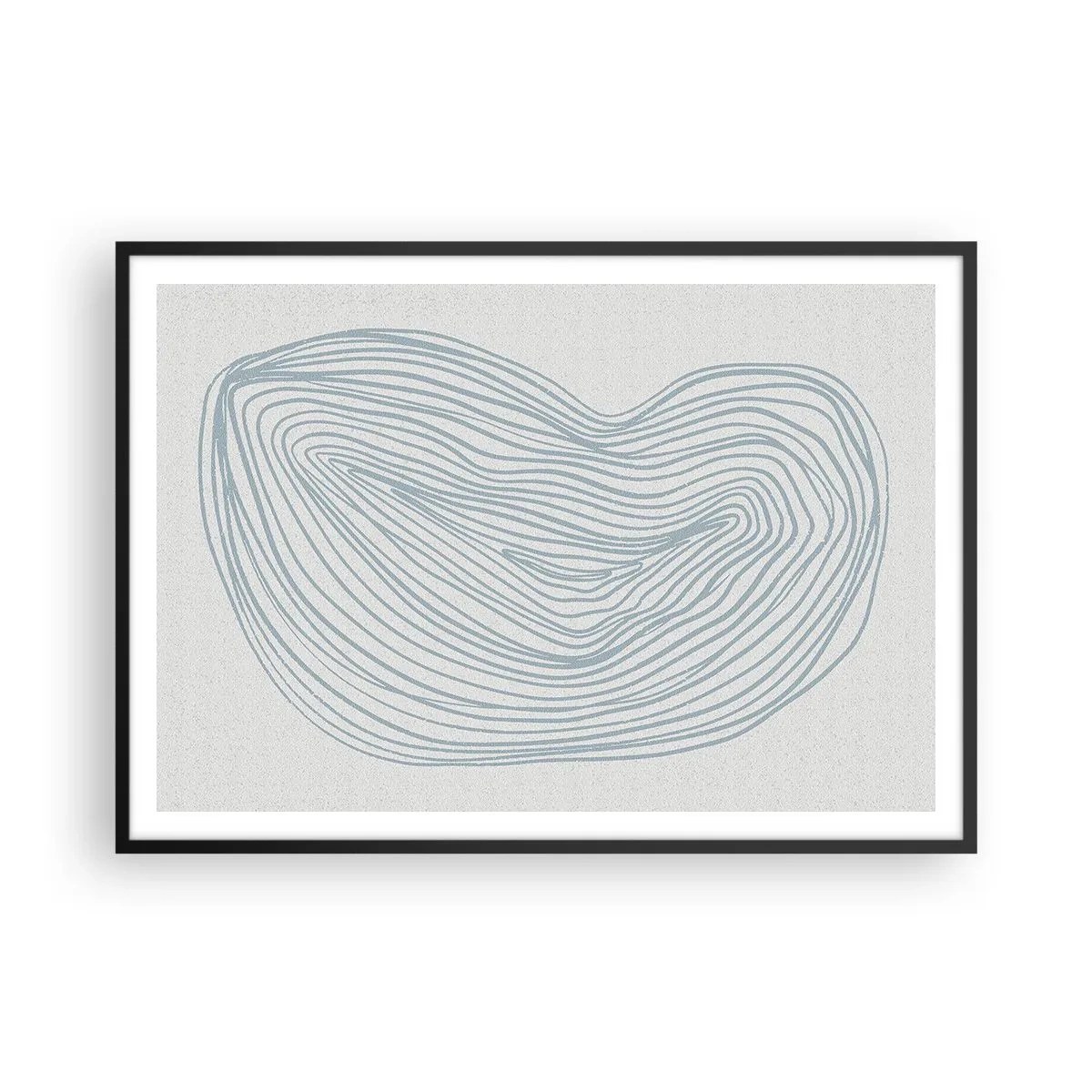 Poster in einem schwarzem Rahmen - Abstraktes Wellenmotiv in zartem Blau - 100x70cm - Das Lächeln der Wassertropfen - Moderne Wanddekoration für Wohnzimmer und Schlafzimmer ARTTOR