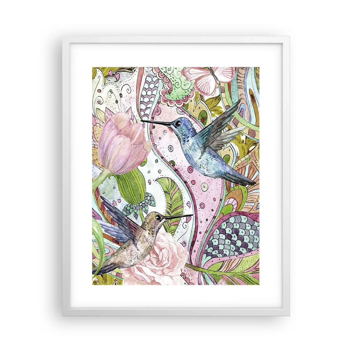Poster in einem weißen Rahmen - Verstrickt in Weinreben - 40x50 cm