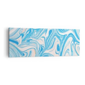 Bild auf Leinwand - Leinwandbild - Abstrakte Wirbel im blauen und weißen Marmorstil - 140x50cm - Sumpf in Türkis - Moderne Wanddekoration für Wohnzimmer und Schlafzimmer ARTTOR