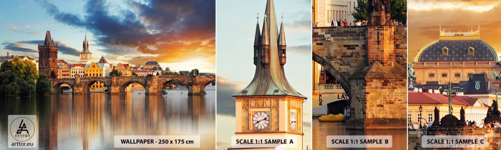 Fototapeten Muster Selbstklebend Deluxe Sticker - Schön seit Ewigkeiten - Stadt, Prag, Die tschechische Republik - 100x30 cm