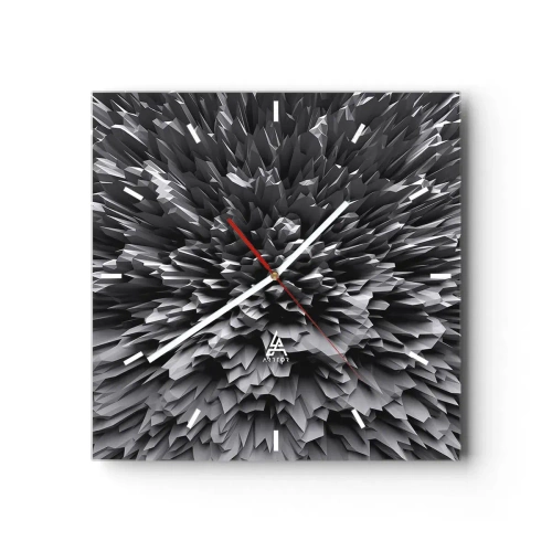 Wanduhr - Glasuhr - Abstrakte Struktur in Grautönen - 30x30cm - Härter kann es nicht werden - Moderne Wanddekoration für Wohnzimmer und Schlafzimmer ARTTOR